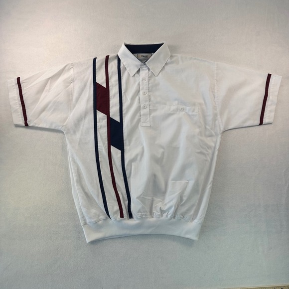 Classics By Palmland Other - Classics by Palmland Mens Large White Banded Bottom Polo Shirt Retro Colorblock